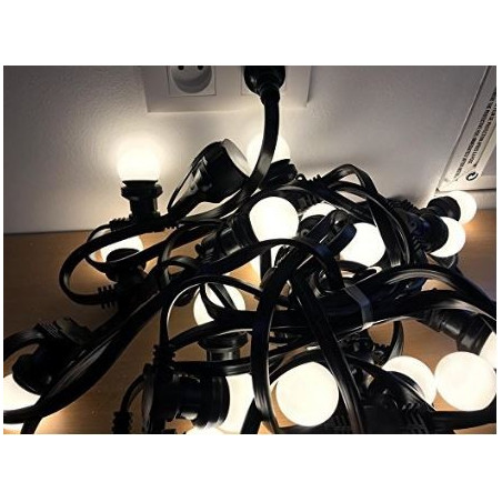 Guirlande guinguette lumineuse extérieure 10m 20 ampoules LED Blanc chaud chainable - Location
