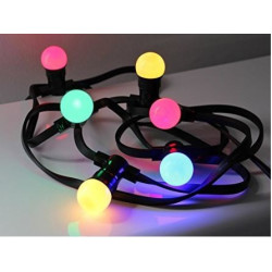 Guirlande guinguette lumineuse extérieure 10m + 20 ampoules LED couleurs chainable.