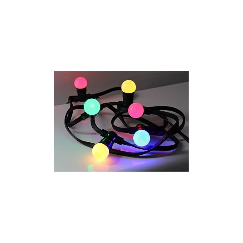 Guirlande guinguette lumineuse extérieure 10m + 20 ampoules LED couleurs chainable.