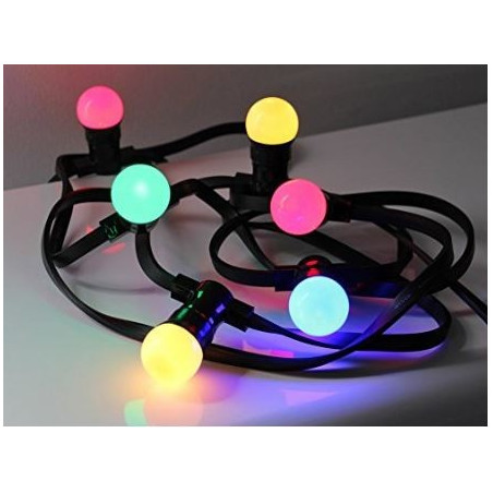 Guirlande guinguette lumineuse extérieure 10m + 20 ampoules LED couleurs chainable.