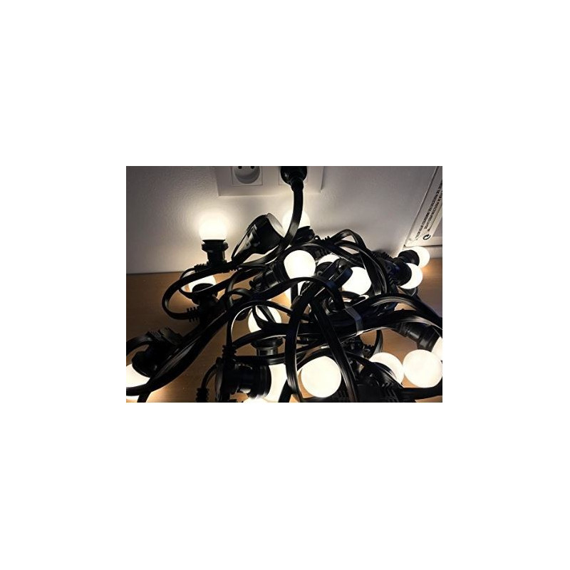 Guirlande guinguette lumineuse extérieure 10m 20 ampoules LED Blanc chaud chainable.