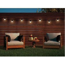 Guirlande guinguette lumineuse extérieure 10m 20 ampoules LED Blanc chaud chainable.