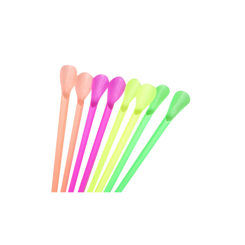 Pailles cuillères à granita fluo assorties - vente