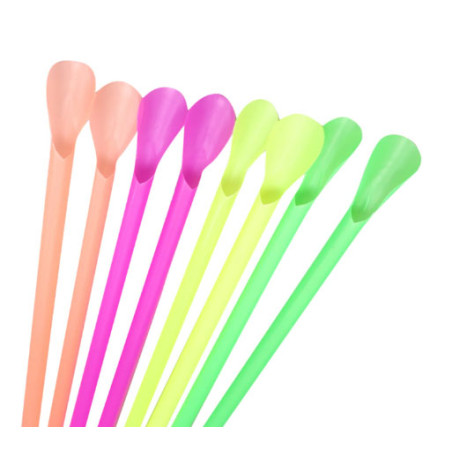 Pailles cuillères à granita fluo assorties - vente