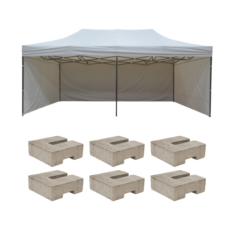 Location Barnum pliant - 3m x 6m - avec 6 lests et 4 côtés - Acier Semi Pro