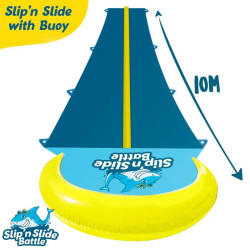 Location de Tapis de Ventriglisse Double Piste de 10 mètres - Slip'n Slide Battle + 2 bouées - Original cup