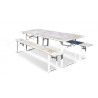 Location Table de Brasserie Pliante et 2 Bancs pliants "Blanc Vieilli" 220 cm x 70 cm