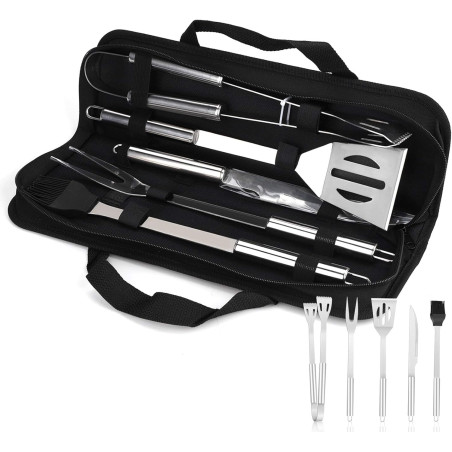 set ustensiles barbecue inox en location pour grillades evenementielles