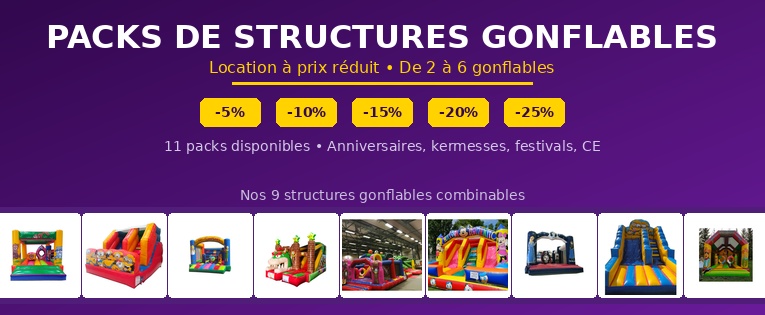 Packs de structures gonflables en location chez AlloFiestaLoc à Chalon-sur-Saône