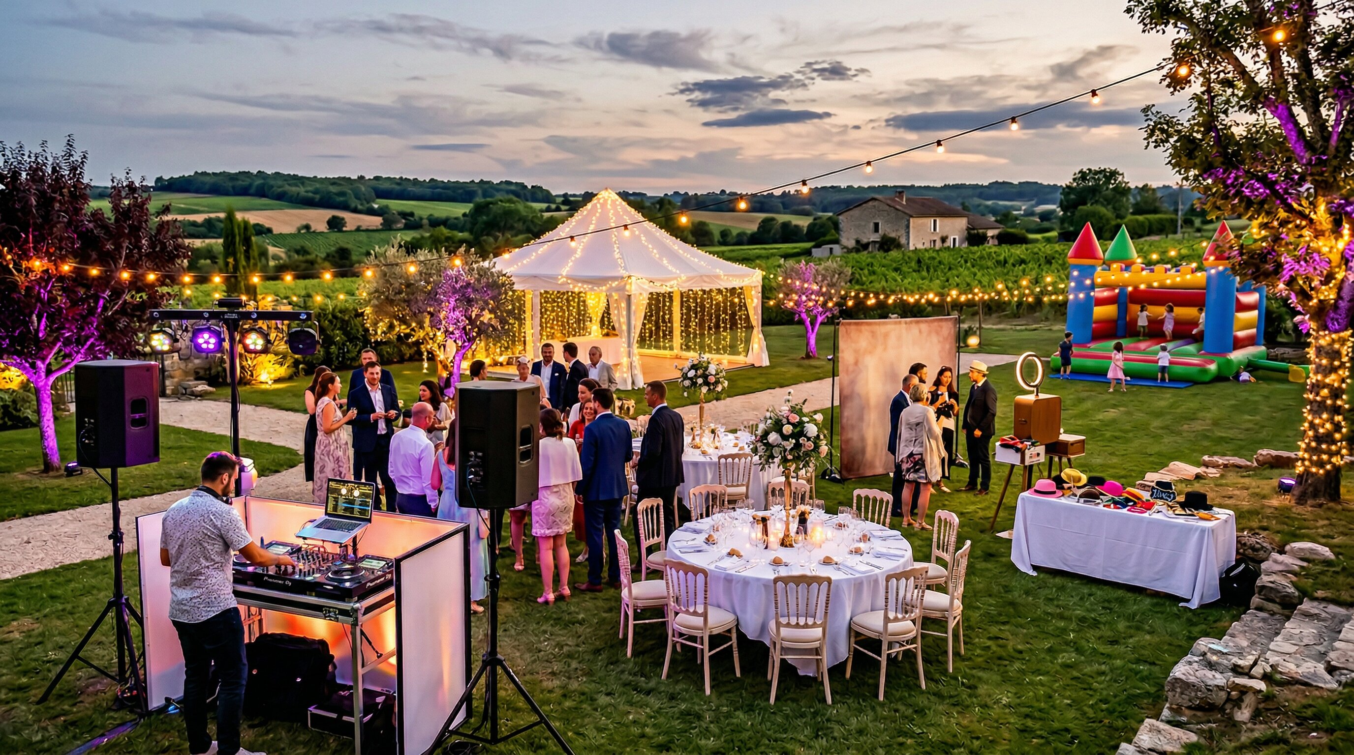 Location matériel événementiel Chalon-sur-Saône - sono, éclairage, barnums, gonflables chez AlloFiestaLoc